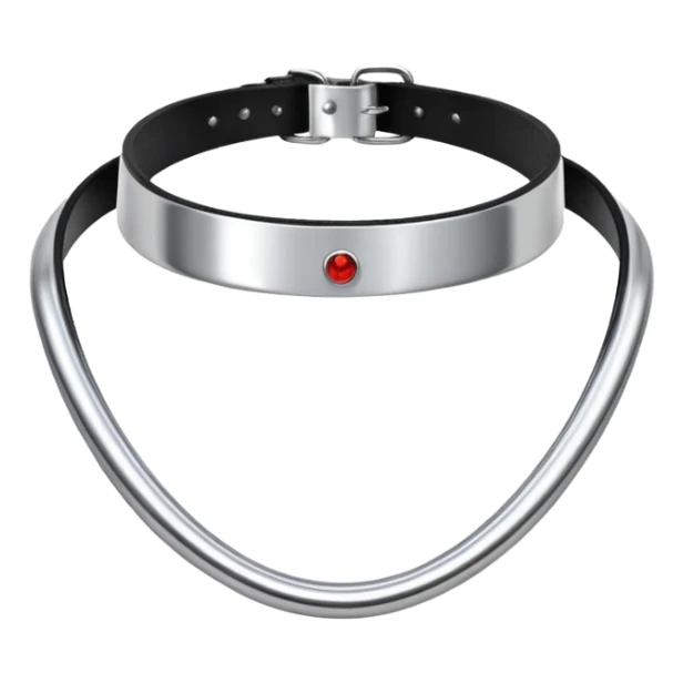luxury fetish collar, silver chrome, smooth rounded metal, dominant erotic mood sticker