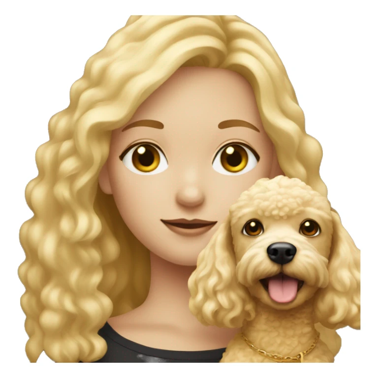 blonde girl and her golden poodle  sticker