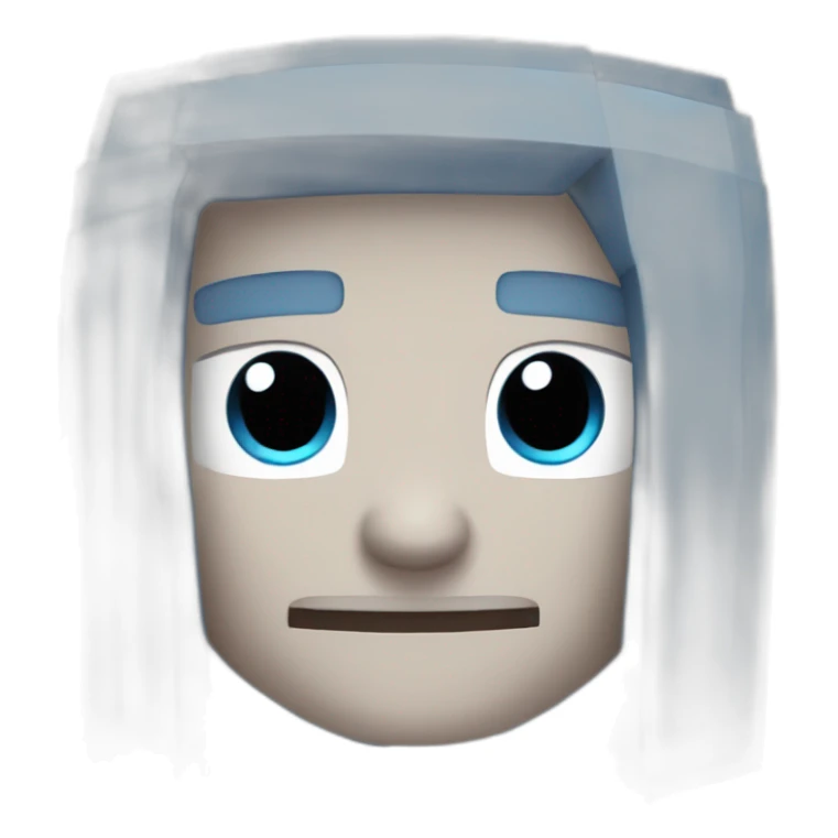 Minecraft Head with dark blue Hairs, light Blue and white eyes and grey haut (no Bart) sticker