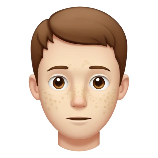 very tall, extremely pale white guy with pimples on his face, brown short hair, small ears sticker