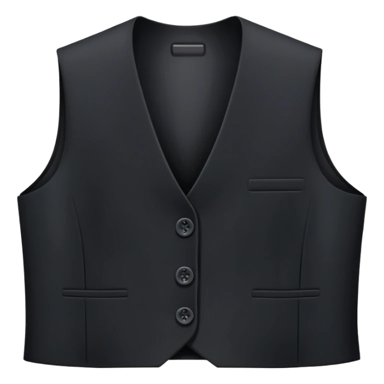 just a black women's vest garment with 3 buttons, no background, no model, only the clothing item sticker