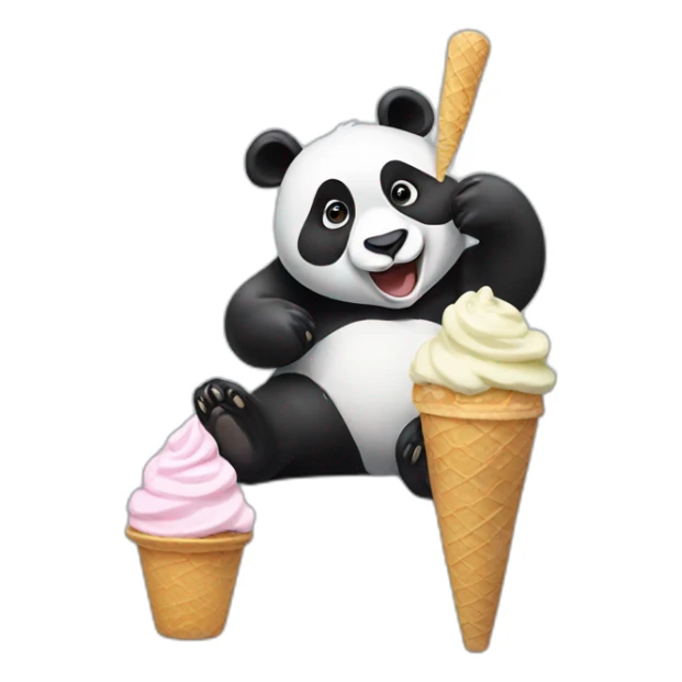 Panda eating ice cream sticker