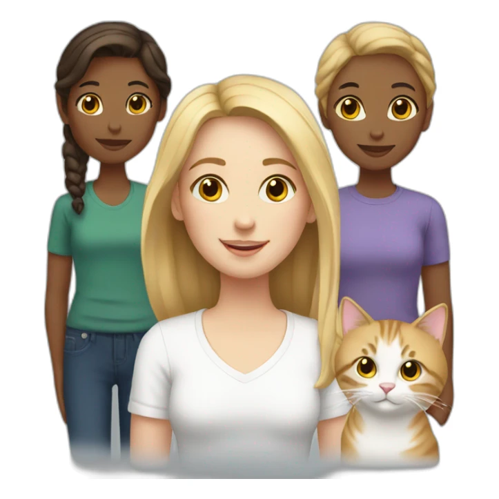 White family and cats 2 daughters sticker