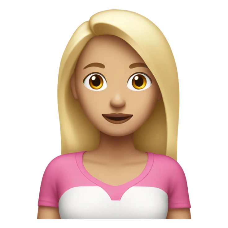 A white blonde girl with pink question mark behind her  sticker