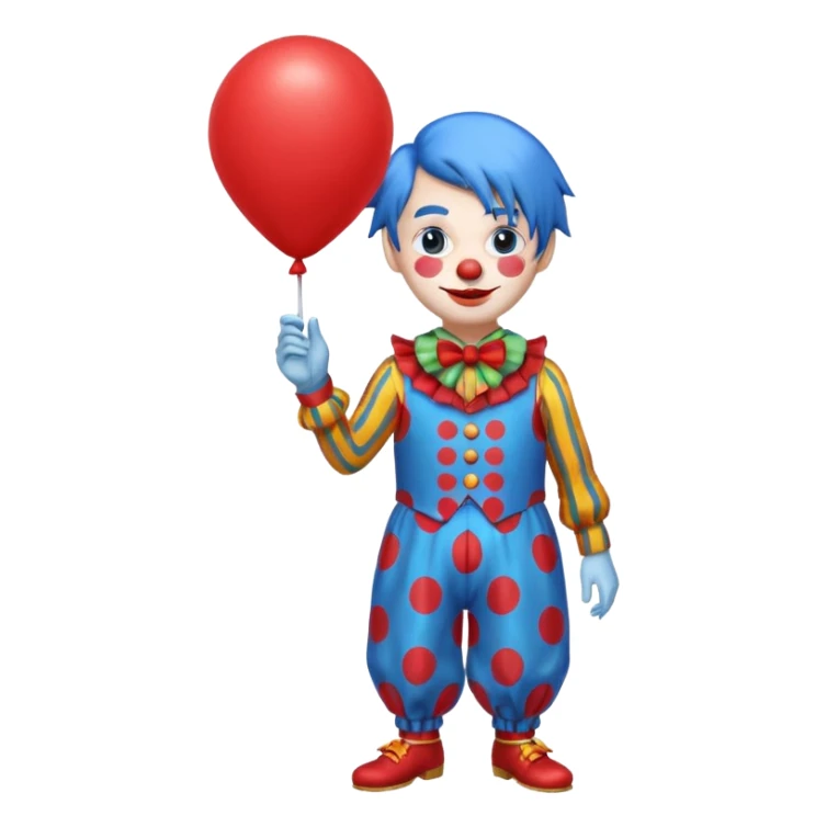 circus clown blue hair with balloon ffullbody sticker