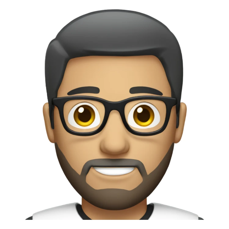 white mail with black short straight hair and goatee beard and glasses sticker
