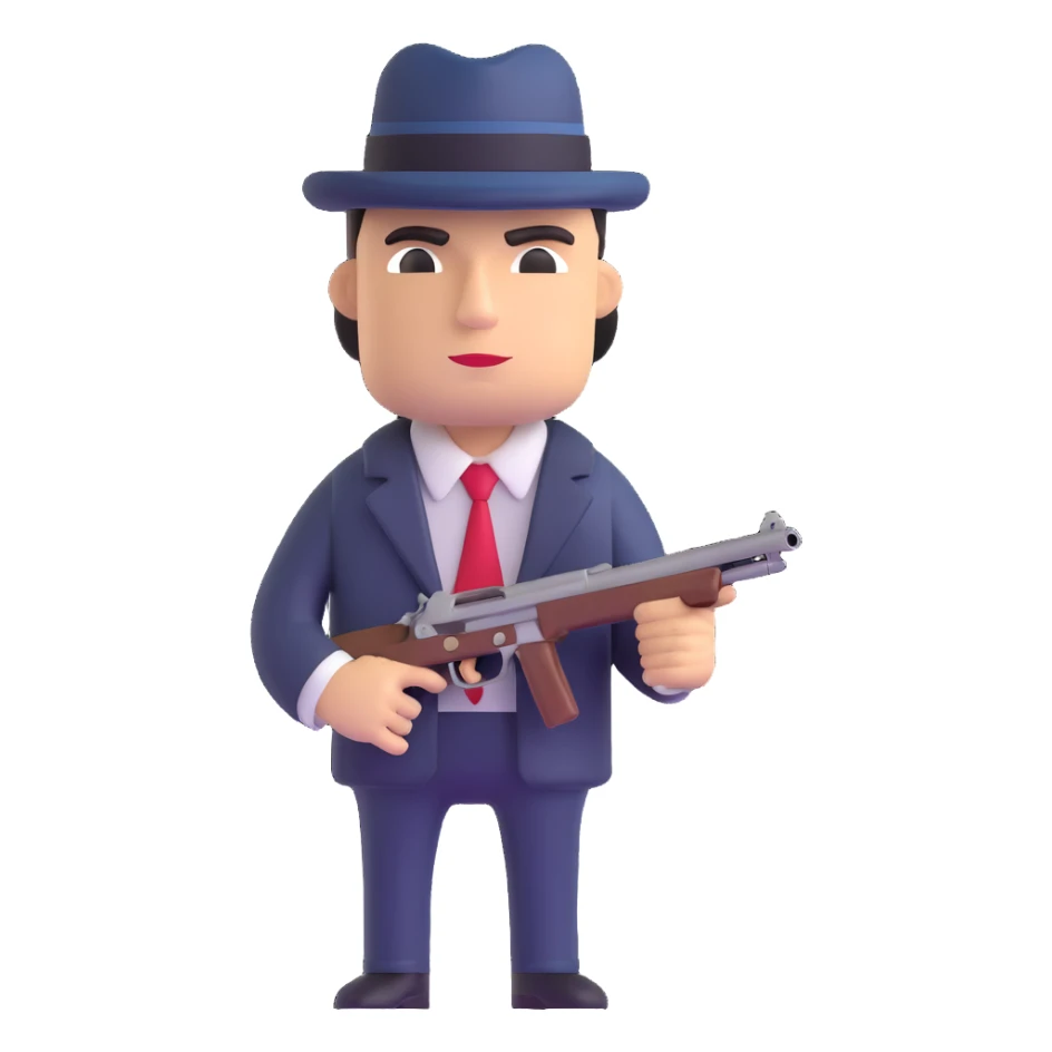 mafia gangster with tommy gun sticker