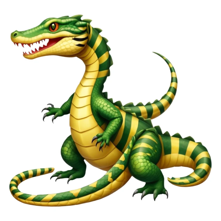 Alligator-Dragon-Tiger-Snake-Fakémon-hybrid-creature with a long muzzle, full body sticker