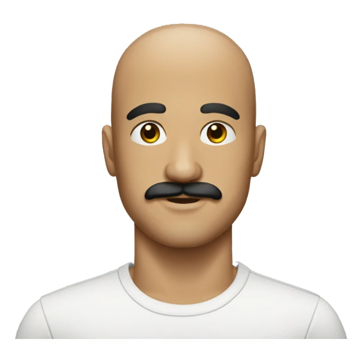 bald man with a black moustach in his 20s sticker