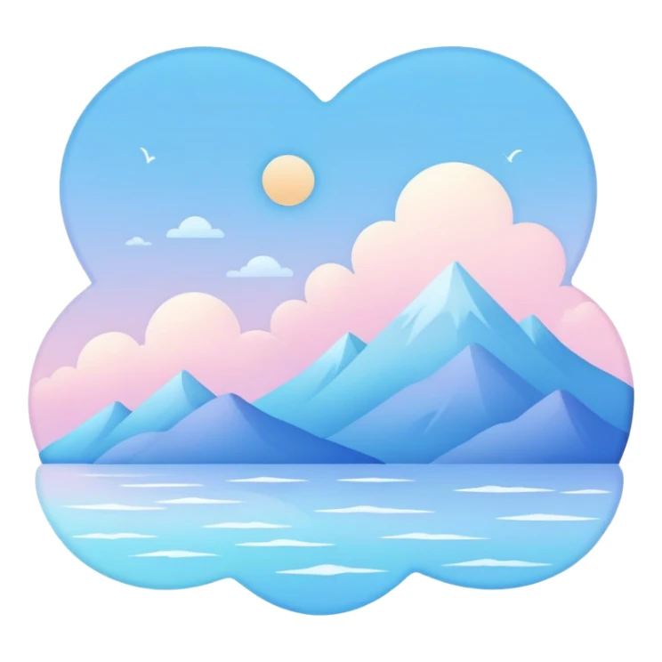 Cute Kawaii Pastels Gradients Blue Pale Aesthetic Scenery Deco sticker