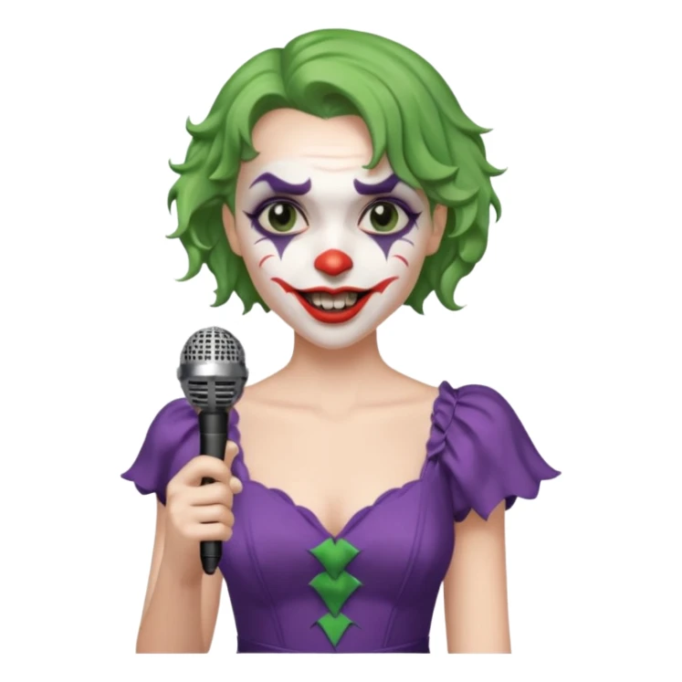joker with dress, microphone, singing sticker