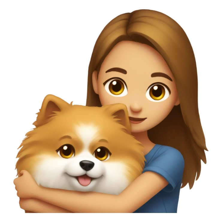 Pomeranian hugging cute girl sticker