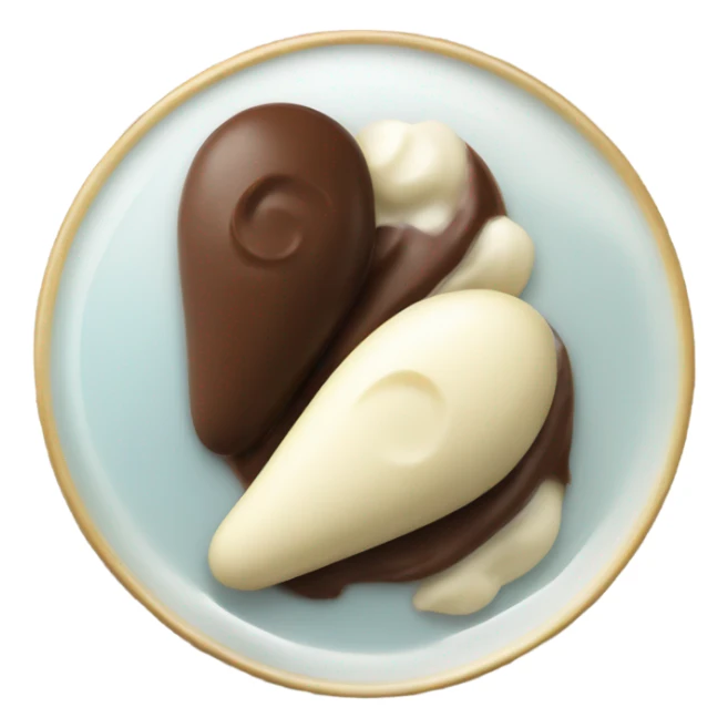 Chocolate and vanilla quenelle on glass plateemoji sticker
