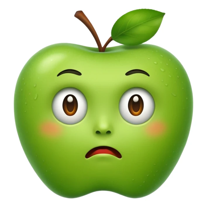 Apple emoji style but face is mild disgust but curious at the same time  sticker
