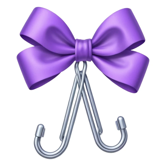 one silver paper clip with a purple bow in the middle sticker
