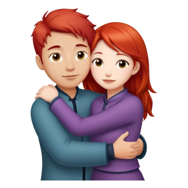 red haired girl ￼hugging chinese guy sticker