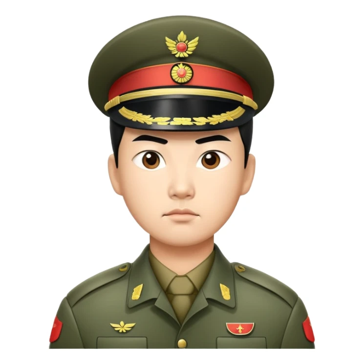 serious asian photorealistic china soldier sticker