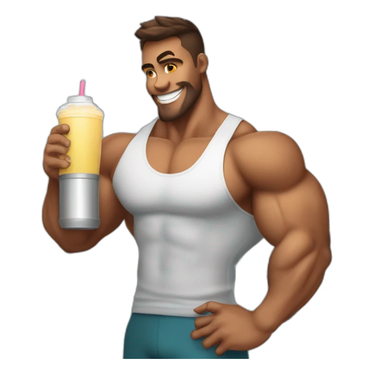  muscled guy drinking a protein shake, goes to the gym everyday and works in tech sticker
