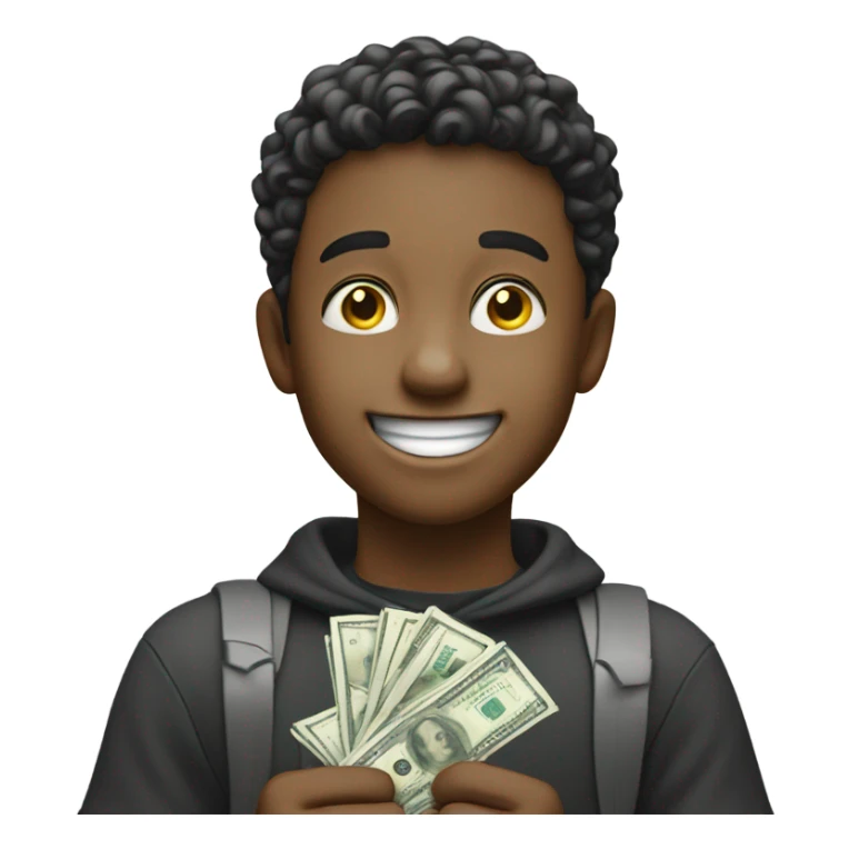 happy moments of a boy with money  sticker