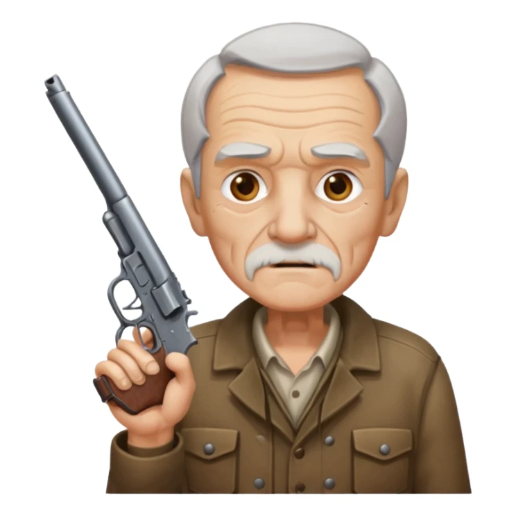 Make a emoji of a old man with a gun sticker