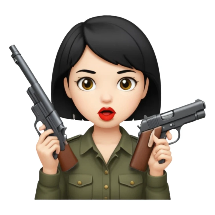 short hair girl gun in mouth sticker