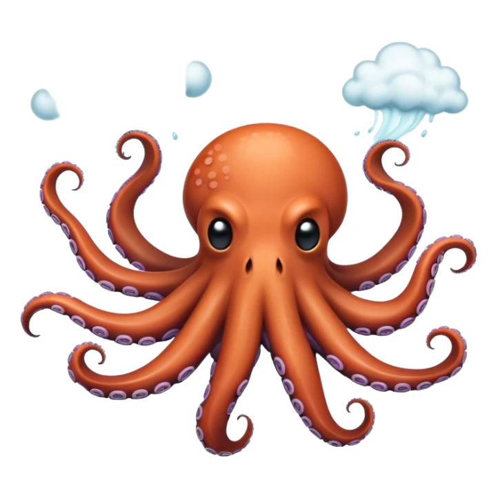 A sneezing octopus shooting ink clouds  sticker