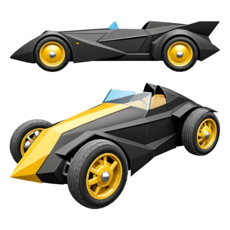  the animated series aerodynamic futuristic Batmobile loosely based on 1936 school bus (flat long straight faceted mechanical body) stealthy town hot rod sand racing buggy  sticker