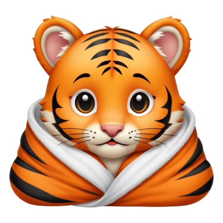 Cute, Disney-style baby tiger cozy in blanket sticker
