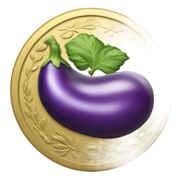 gold coin embroidered with eggplant stamp sticker