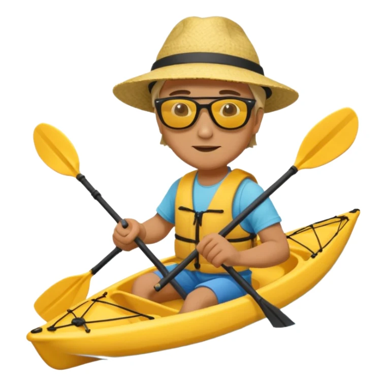 Yellow sea kayak with male paddler sticker