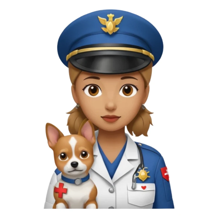 military girl, a medic with a small dog sticker