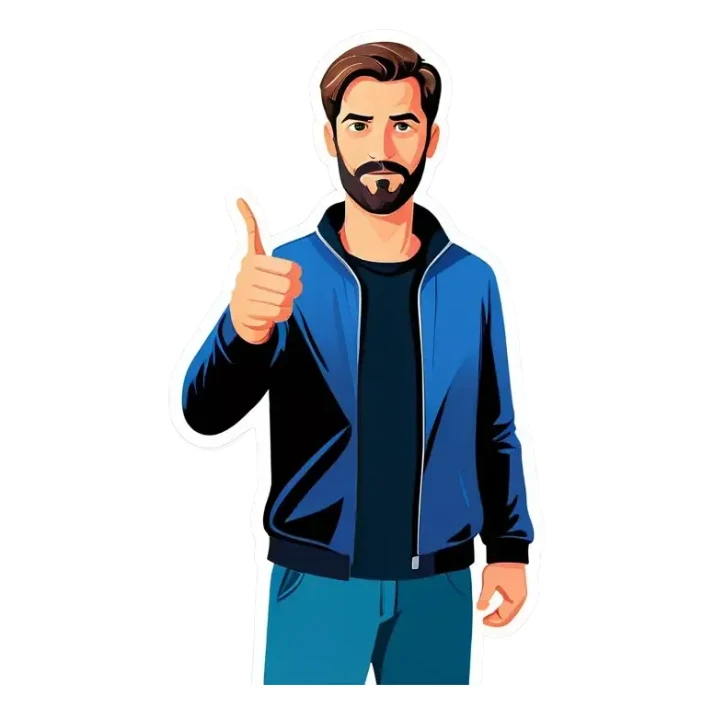 Mann, wir beide Arme in die Luft hält und dabei einen Stecker in der Hand hält sticker