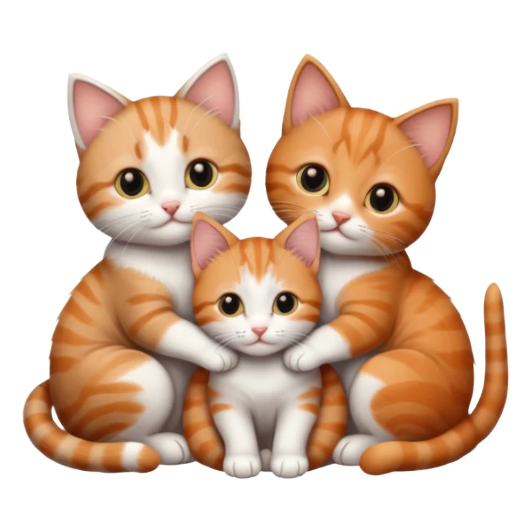 3 very small kittens cuddling together all different colours, the first one is grey and white, the second is ginger and white and the third is brown tabby and white sticker