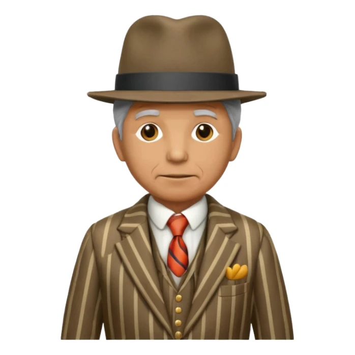 old weighted man with striped suit and felt hat sticker