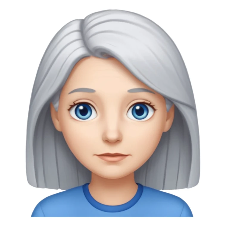 white female grey hair all one length sticker