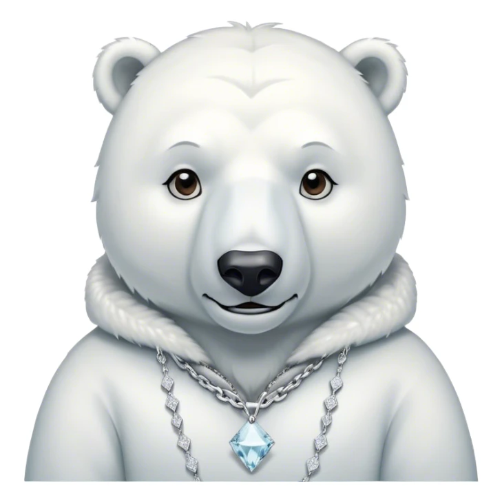 Polar bear wearing a parka with a diamond necklace on sticker