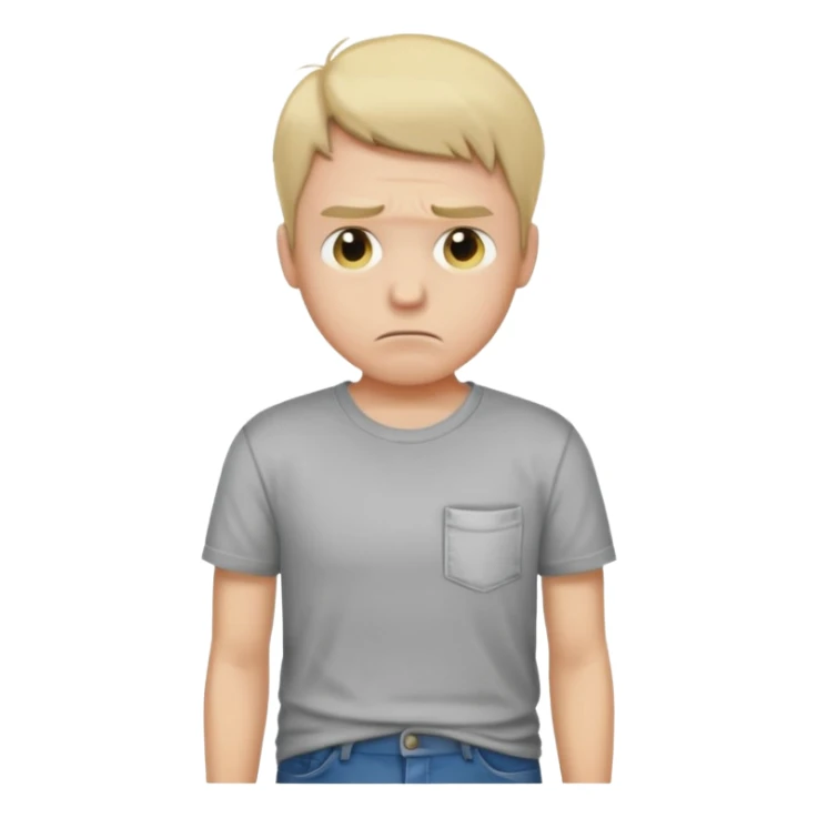 A sad man turns his pockets inside out and looks sadly at the camera sticker