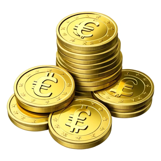 stack of euro coins and euro cash sticker