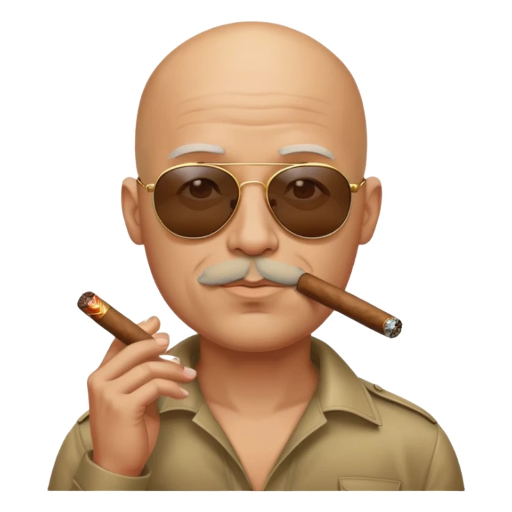 Mann mit glatze und einer Zigarre im Mund und einer Sonnenbrille  sticker