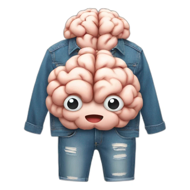a brain wearing a pair of jeans sticker
