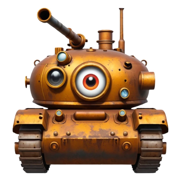 tank that has an eye and a mouth  sticker