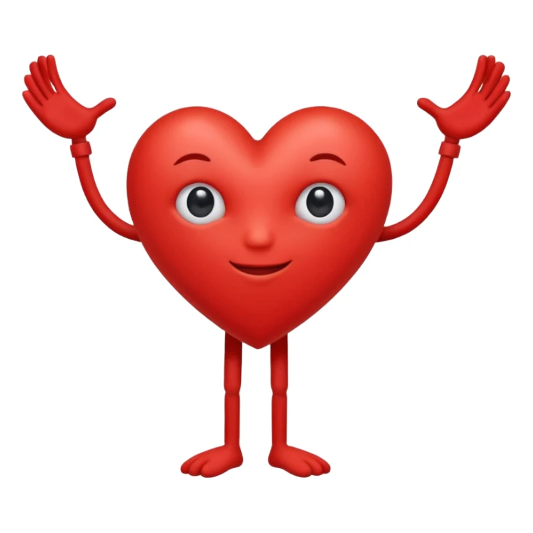 Red heart with arms and legs with one eye ball sticker