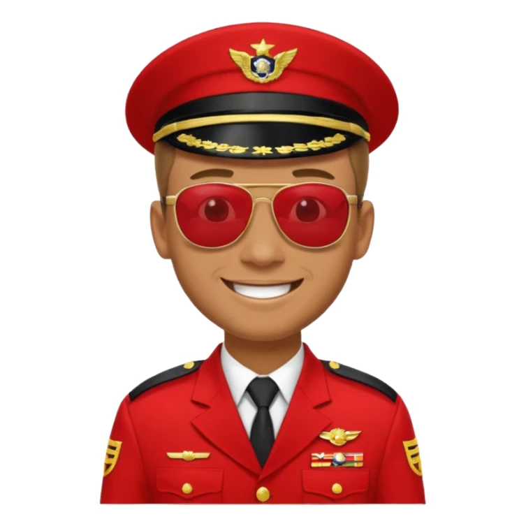 Smiling military man with sunglasses in red uniform sticker
