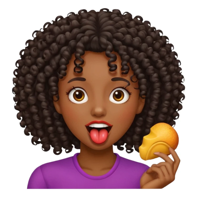 uma mulher negra com cachos com cara de safada mordendo a língua  sticker