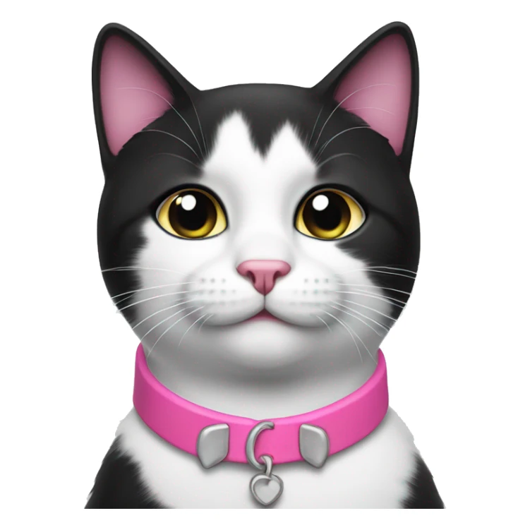 Black and white cat with pink collar  sticker