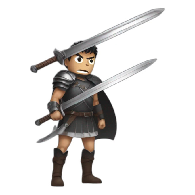 angry berserk guts carrying a huge sword on his shoulder sticker