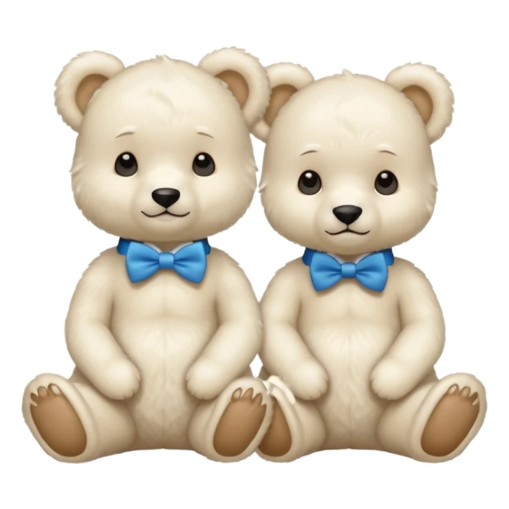 sweet same little white bears with blue bow tie sitting sticker