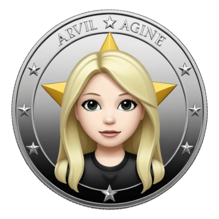Avril Lavigne's black star silver coin sticker