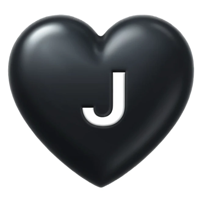 A black heart with the letter "J" in the middle sticker