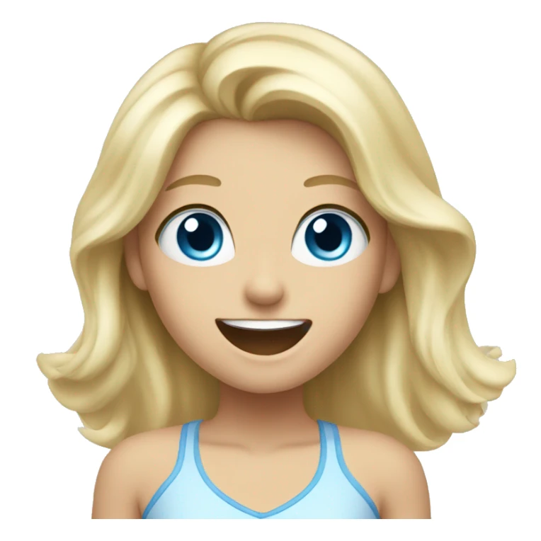 blonde blue eyed girl cheering sticker